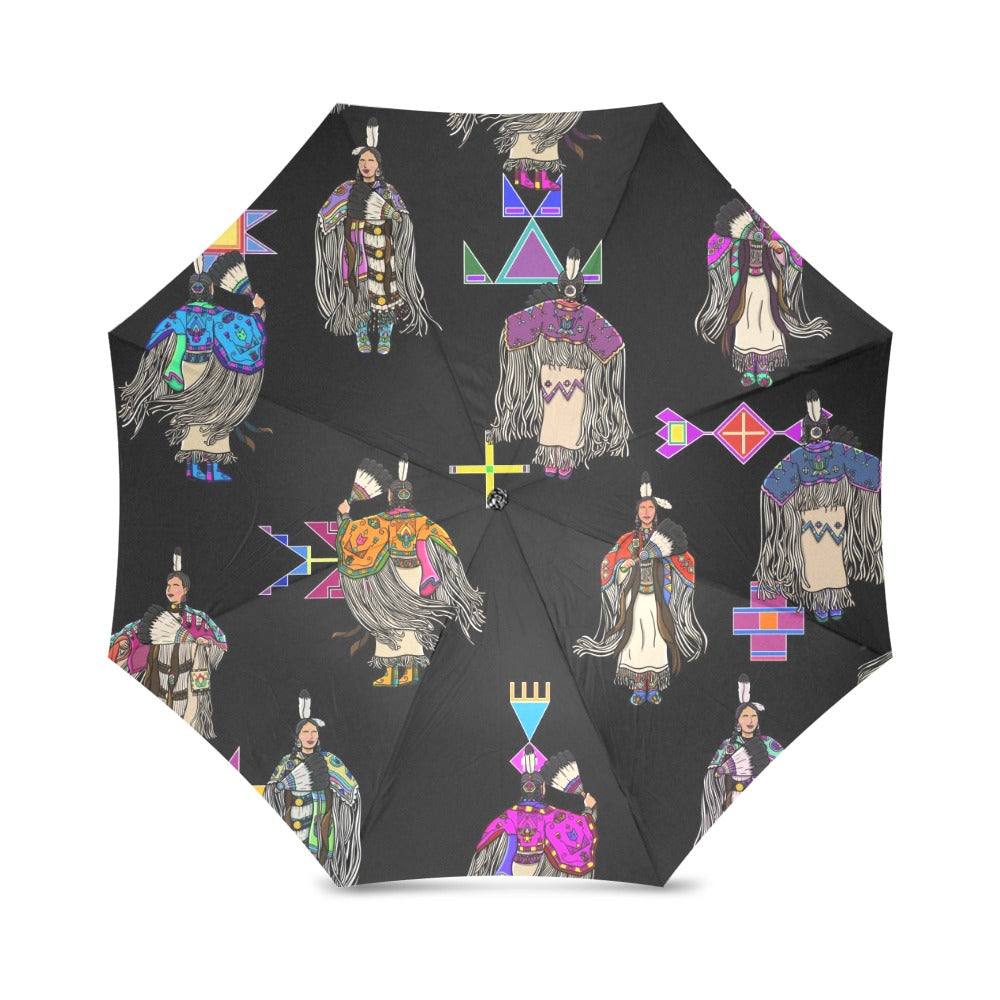 Women's Tradish Dancers Black Foldable Umbrella