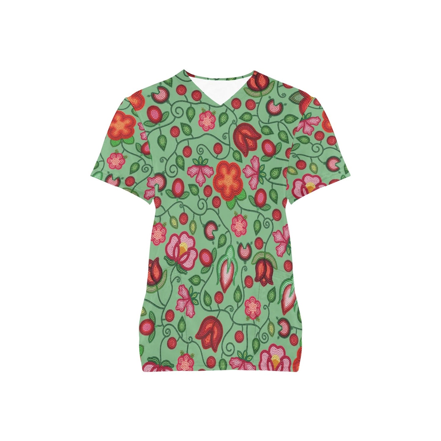 Rose Reverie Green Scrub Top
