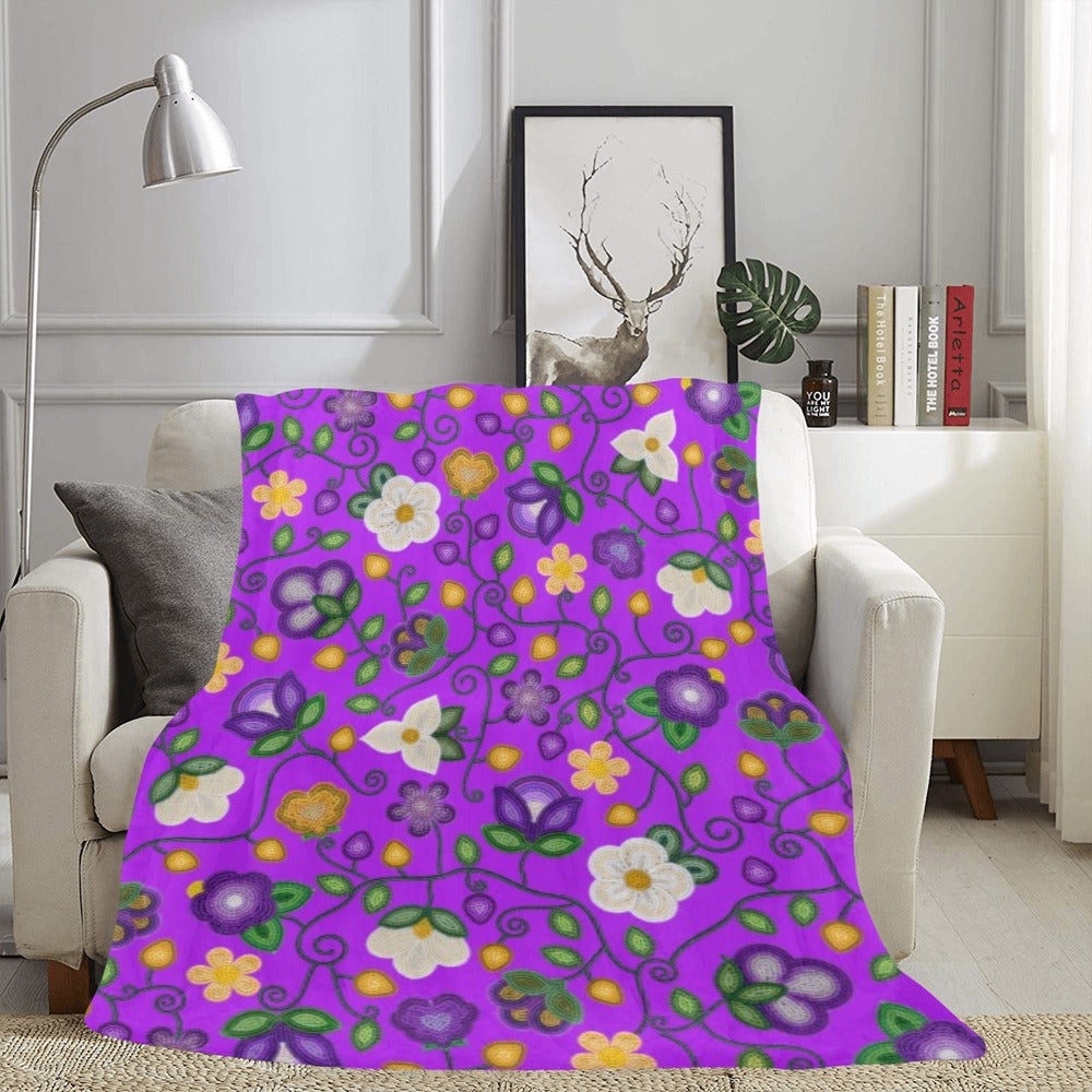 Midnight Moss Bloom Purple X-Large Micro Fleece Blanket