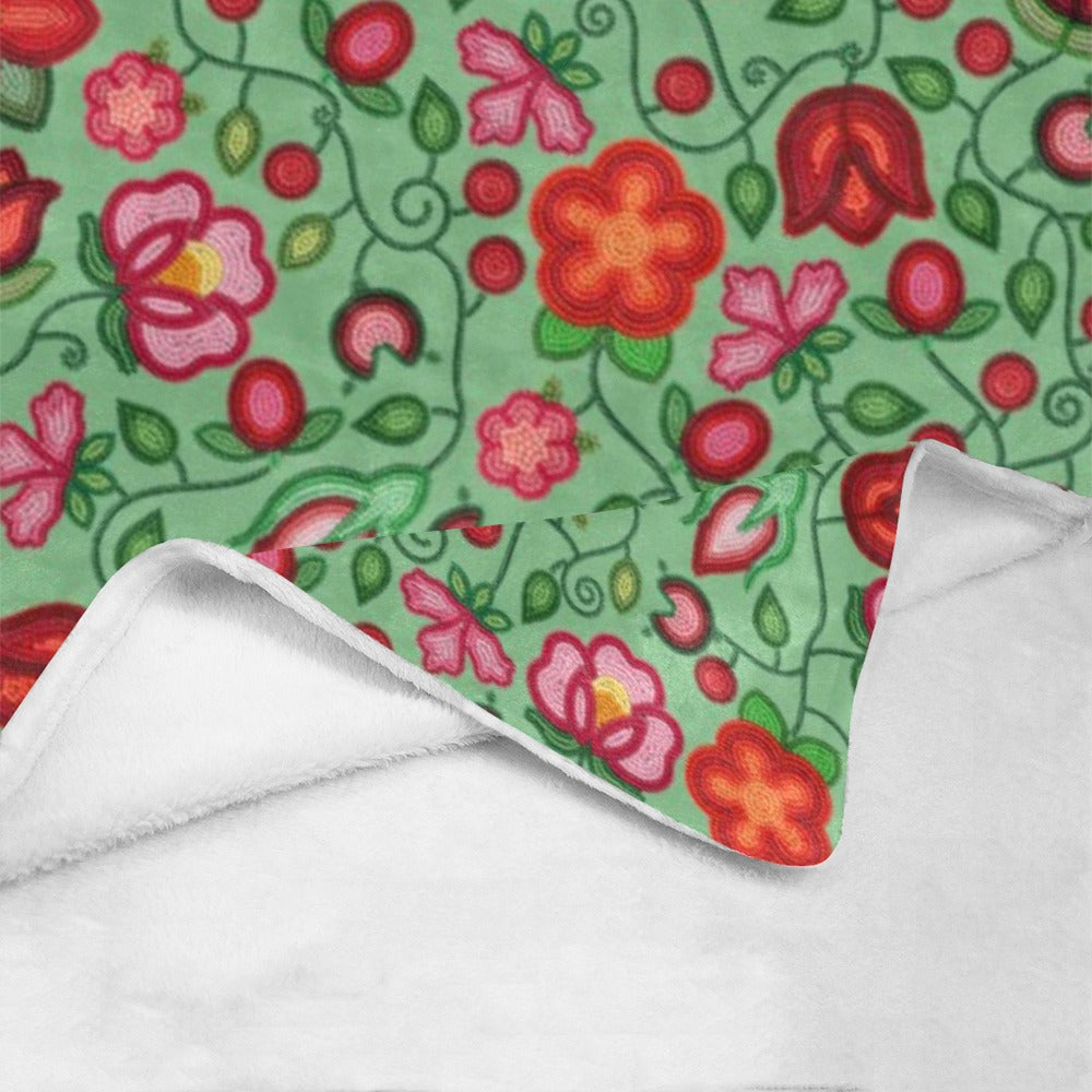Rose Reverie Green X-Large Micro Fleece Blanket