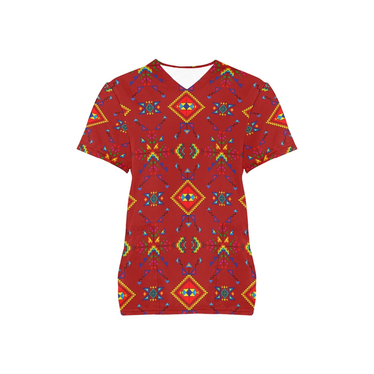 Buffalo Jump Red Scrub Top