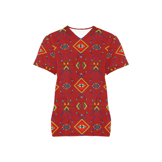 Buffalo Jump Red Scrub Top