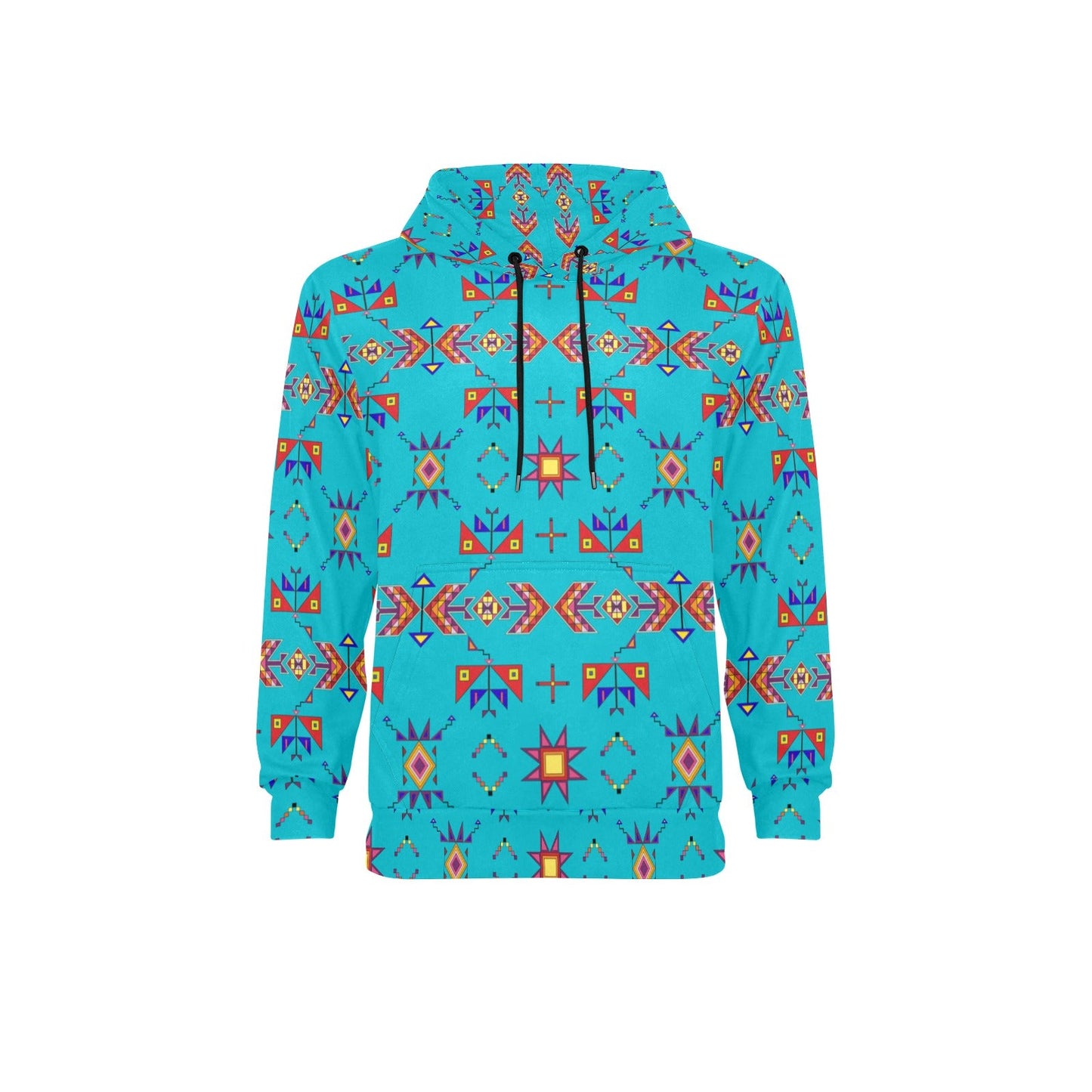 Scattered Generations Turquoise Men's Long Sleeve Fleece Hoodie