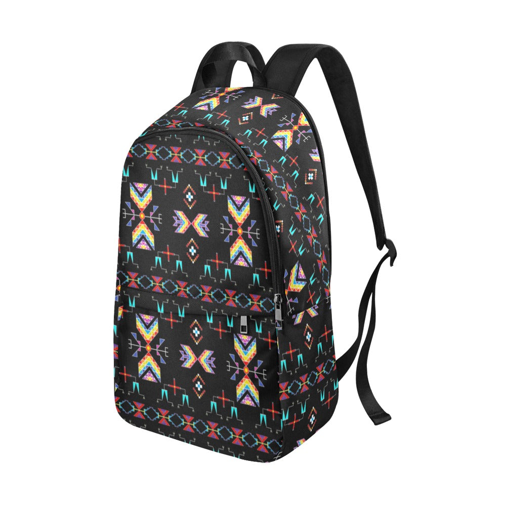 Rainy Chief Rainbow Black Fabric Backpack for Adult