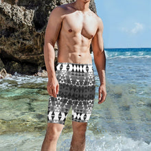 Load image into Gallery viewer, Writing on Stone Black and White Men&#39;s Knee Length Swimming Trunks
