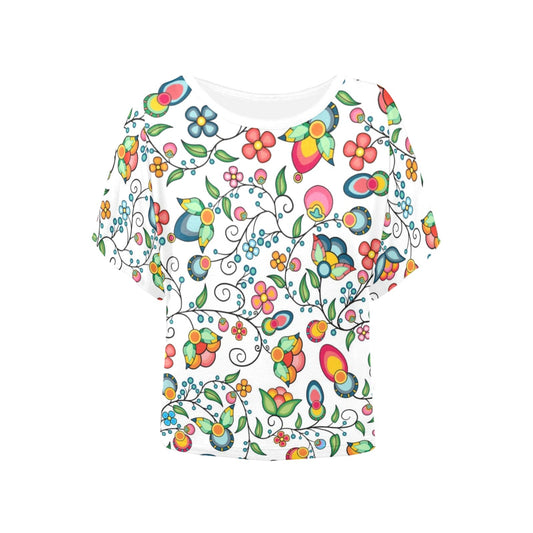 Floral Bounty White Women's Batwing-Sleeved Blouse T shirt