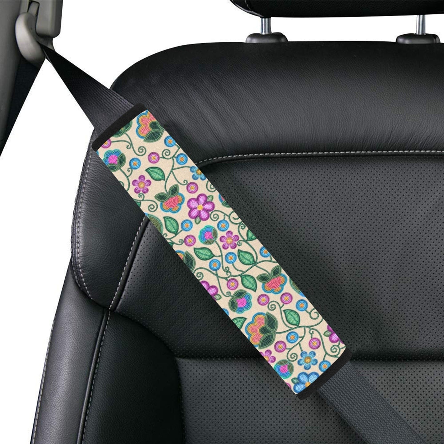 Turquoise Sunbeam Cream Seat Belt Cover