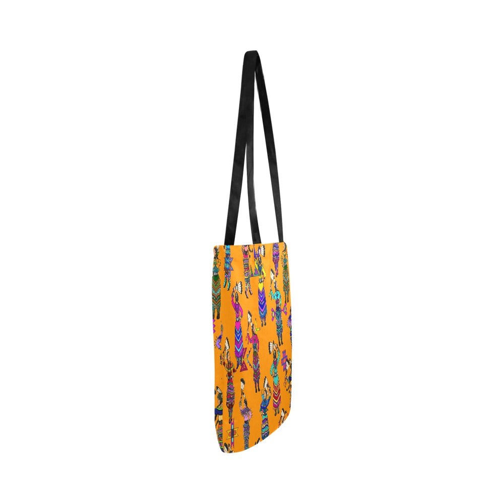 Women's Jingle Dancers Orange Reusable Shopping Bag