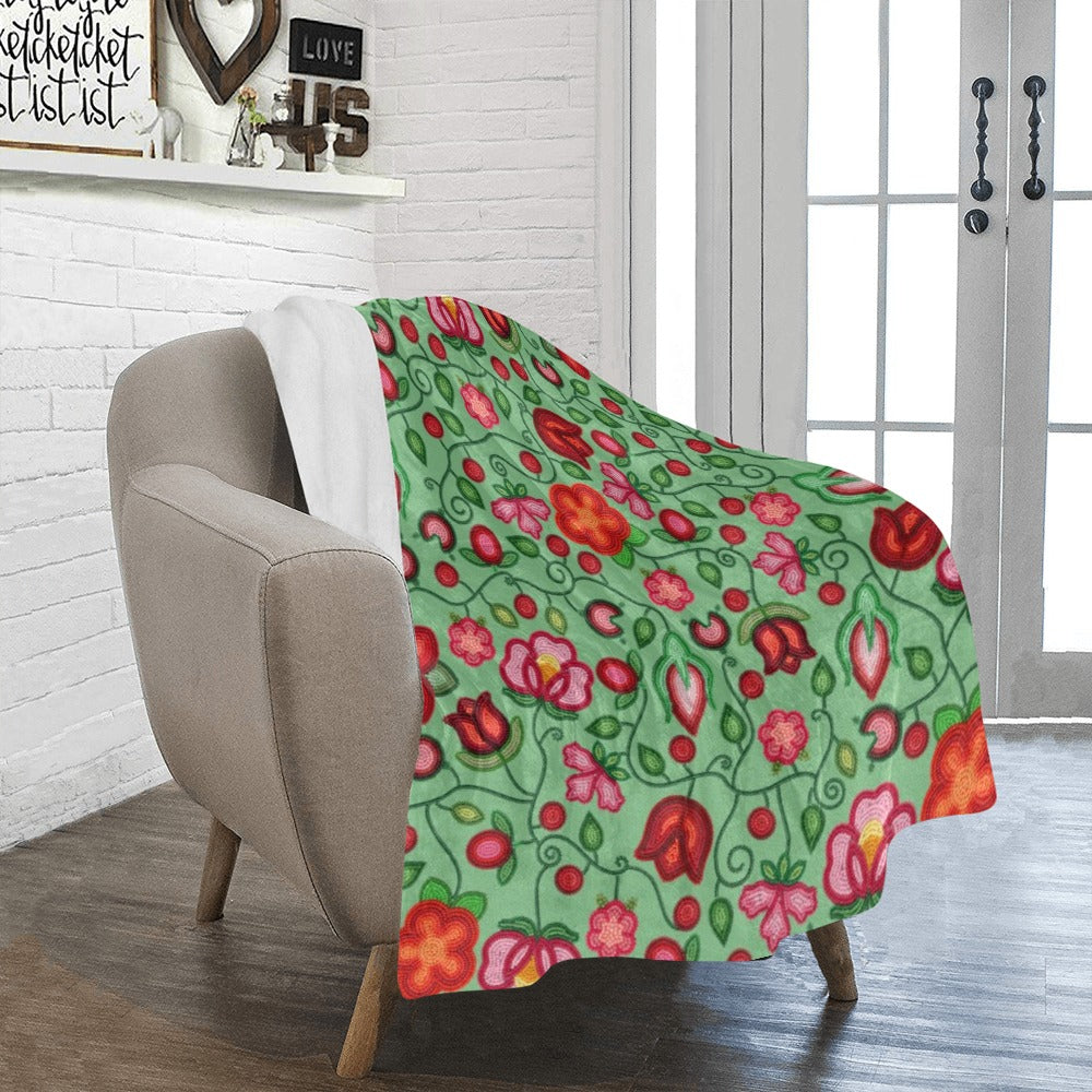 Rose Reverie Green Ultra-Soft Micro Fleece Blanket 40"x50"
