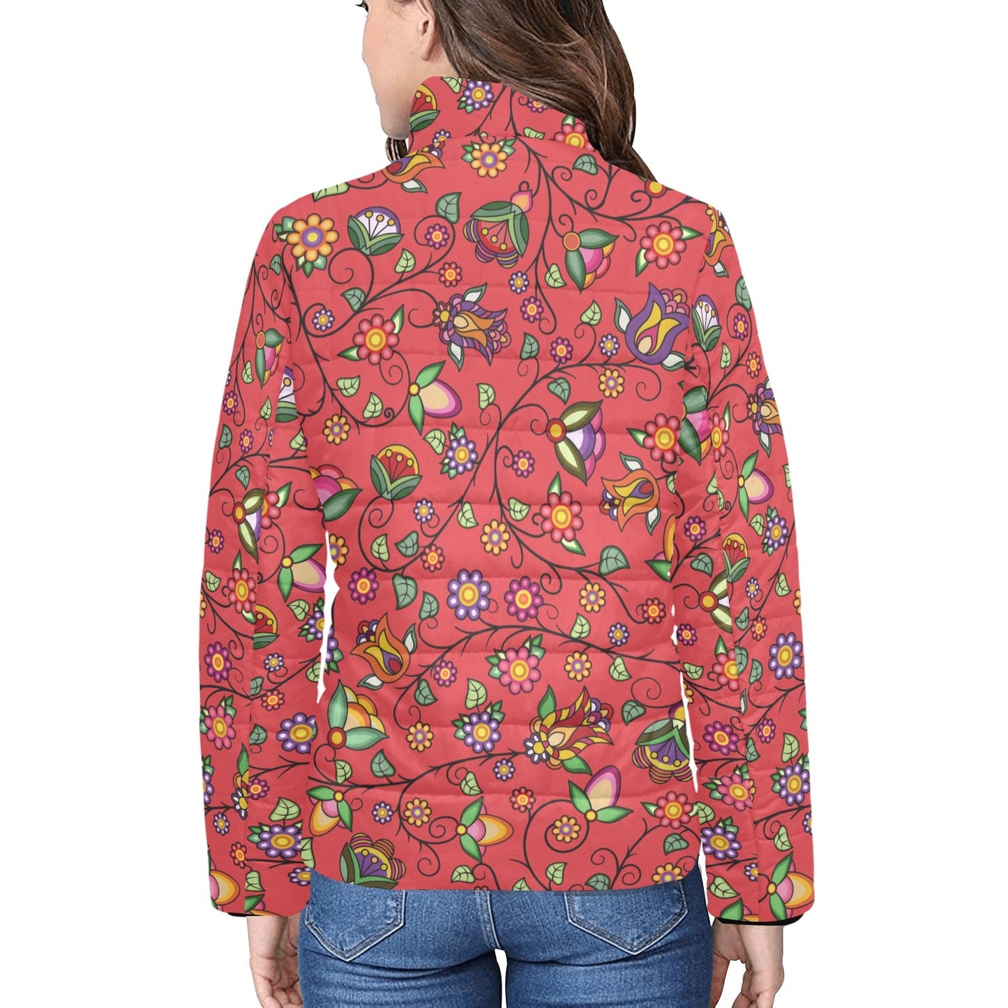 Heartbeat Petals Red Women's Padded Jacket