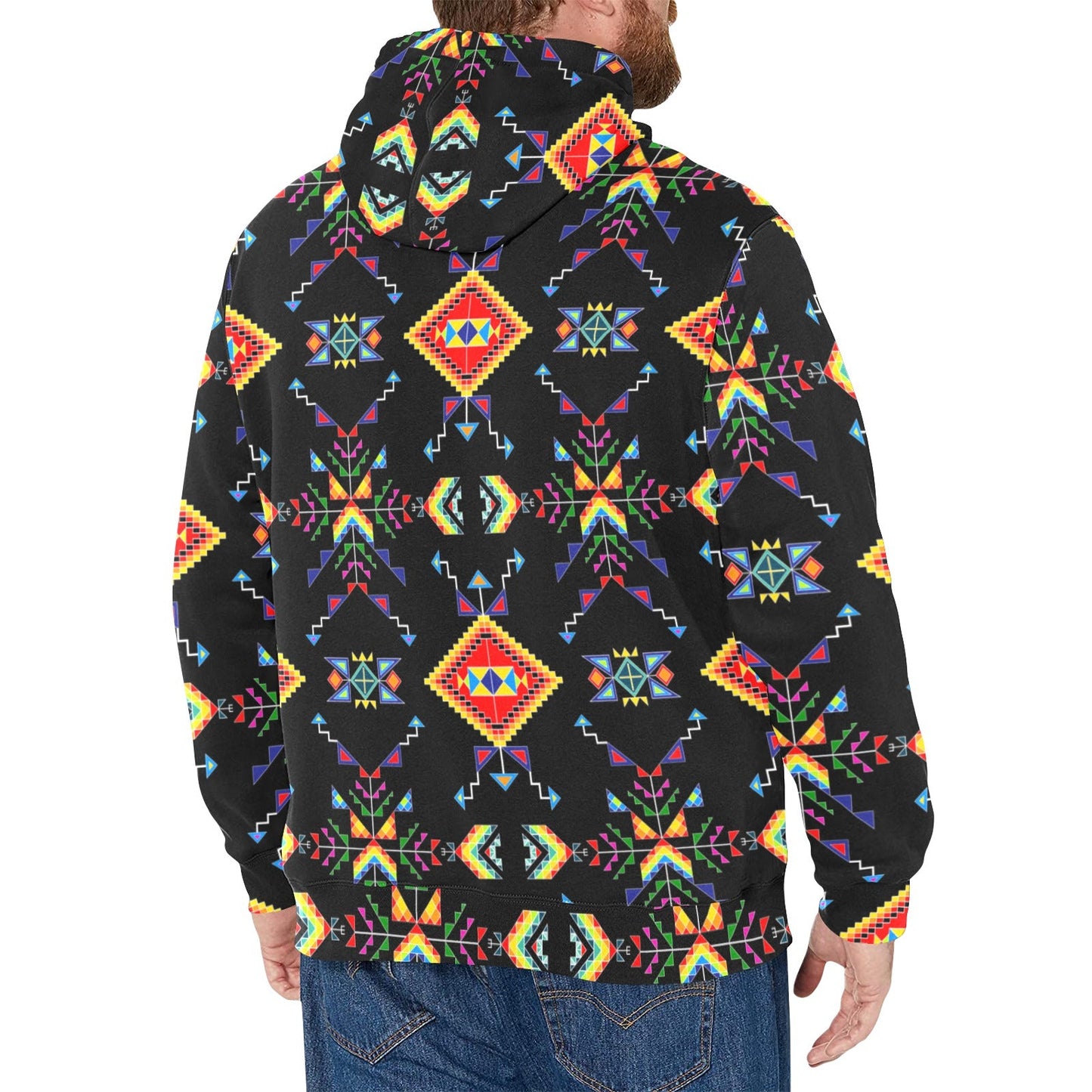 Buffalo Jump Black Men's Long Sleeve Fleece Hoodie