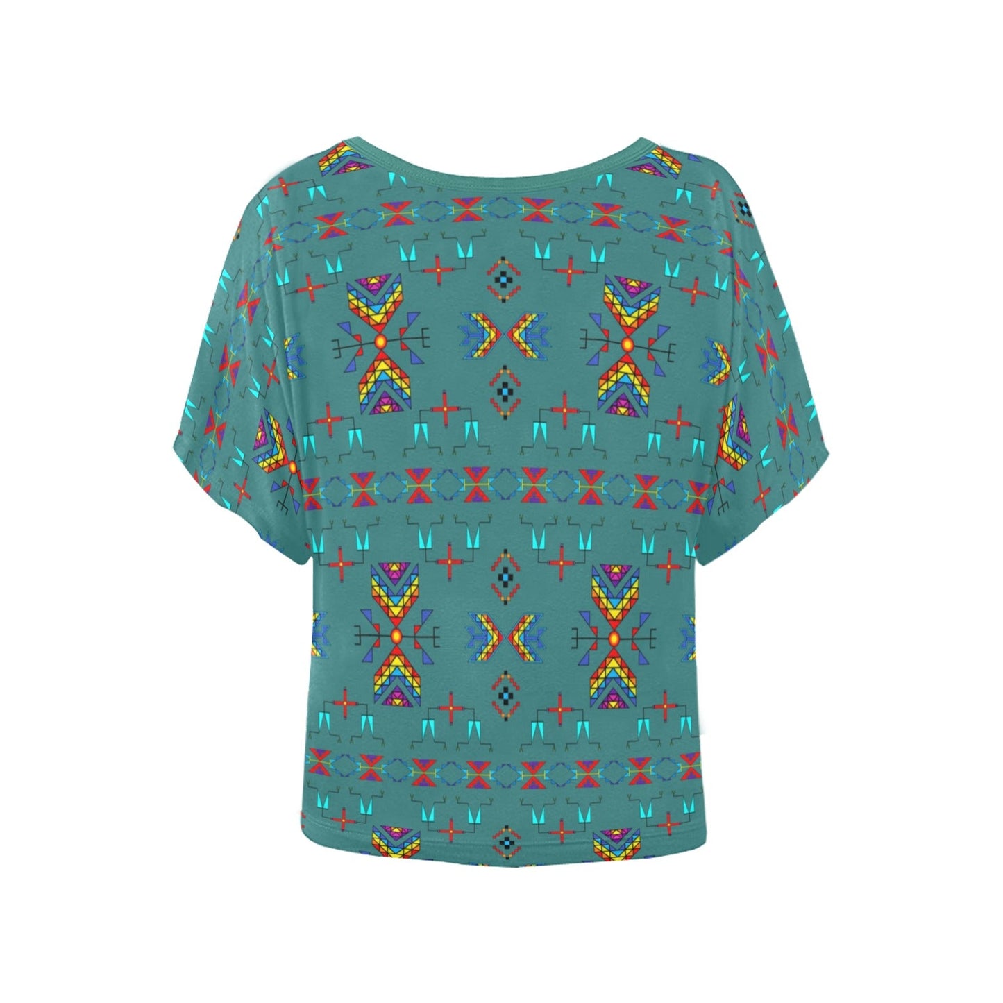 Rainy Chief Rainbow Teal Sky Women's Batwing-Sleeved Blouse T shirt