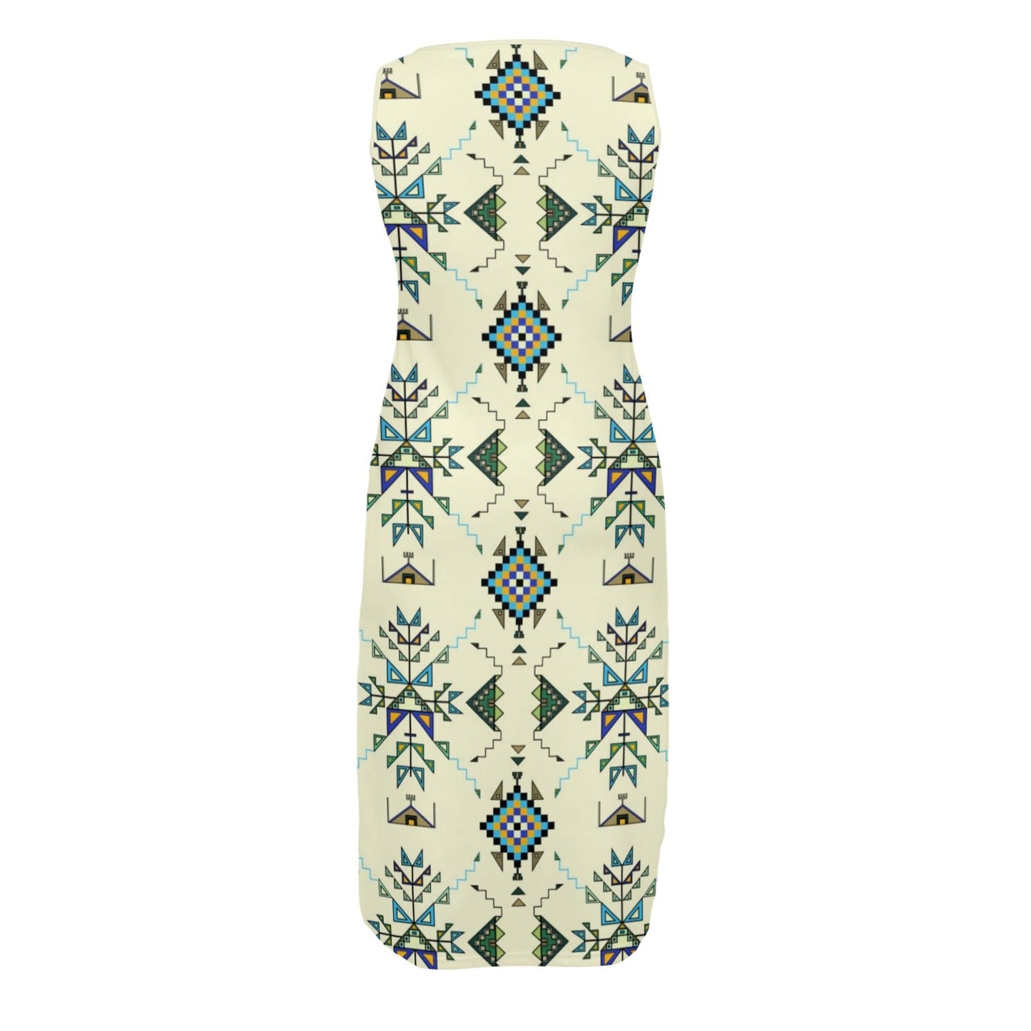 Bear Shield Cream Phaedra Sleeveless Open Fork Long Dress