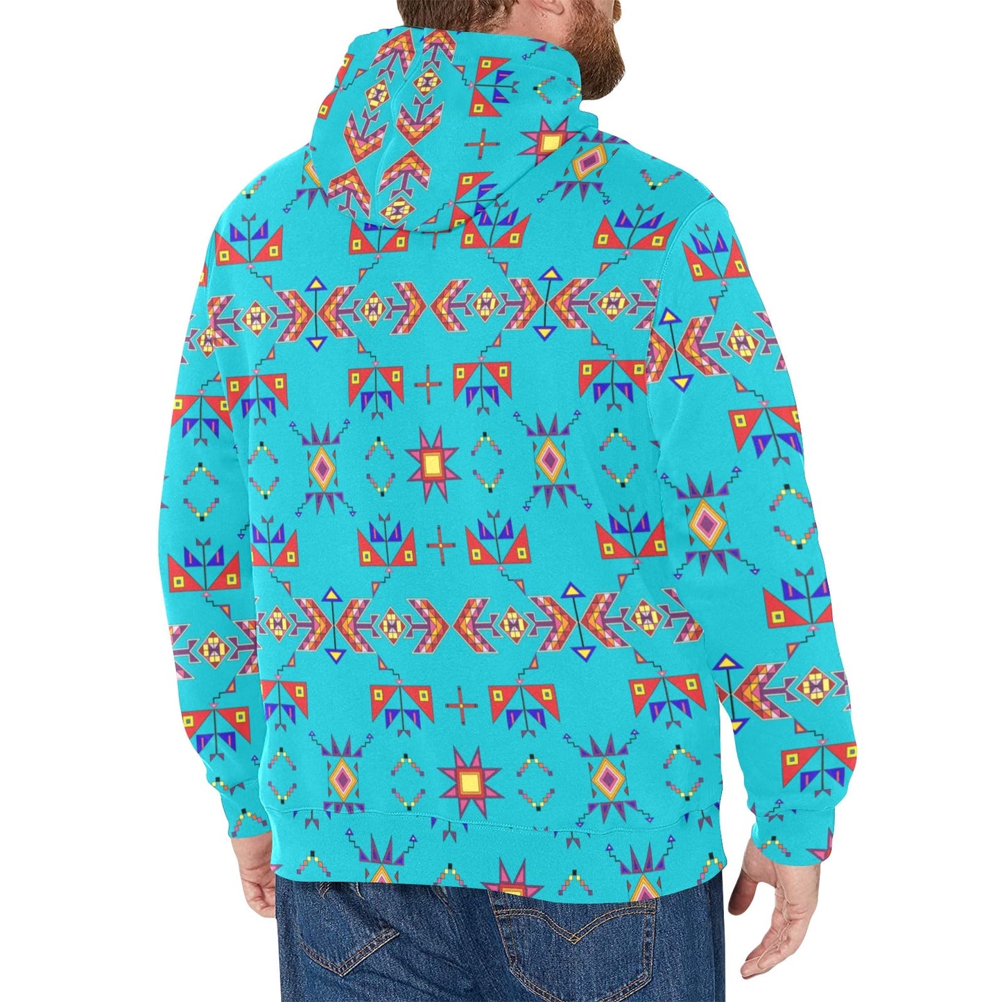 Scattered Generations Turquoise Men's Long Sleeve Fleece Hoodie
