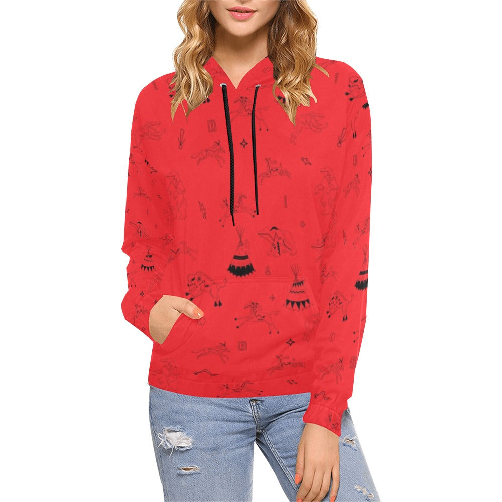 Ledger Dabbles Red Hoodie for Women