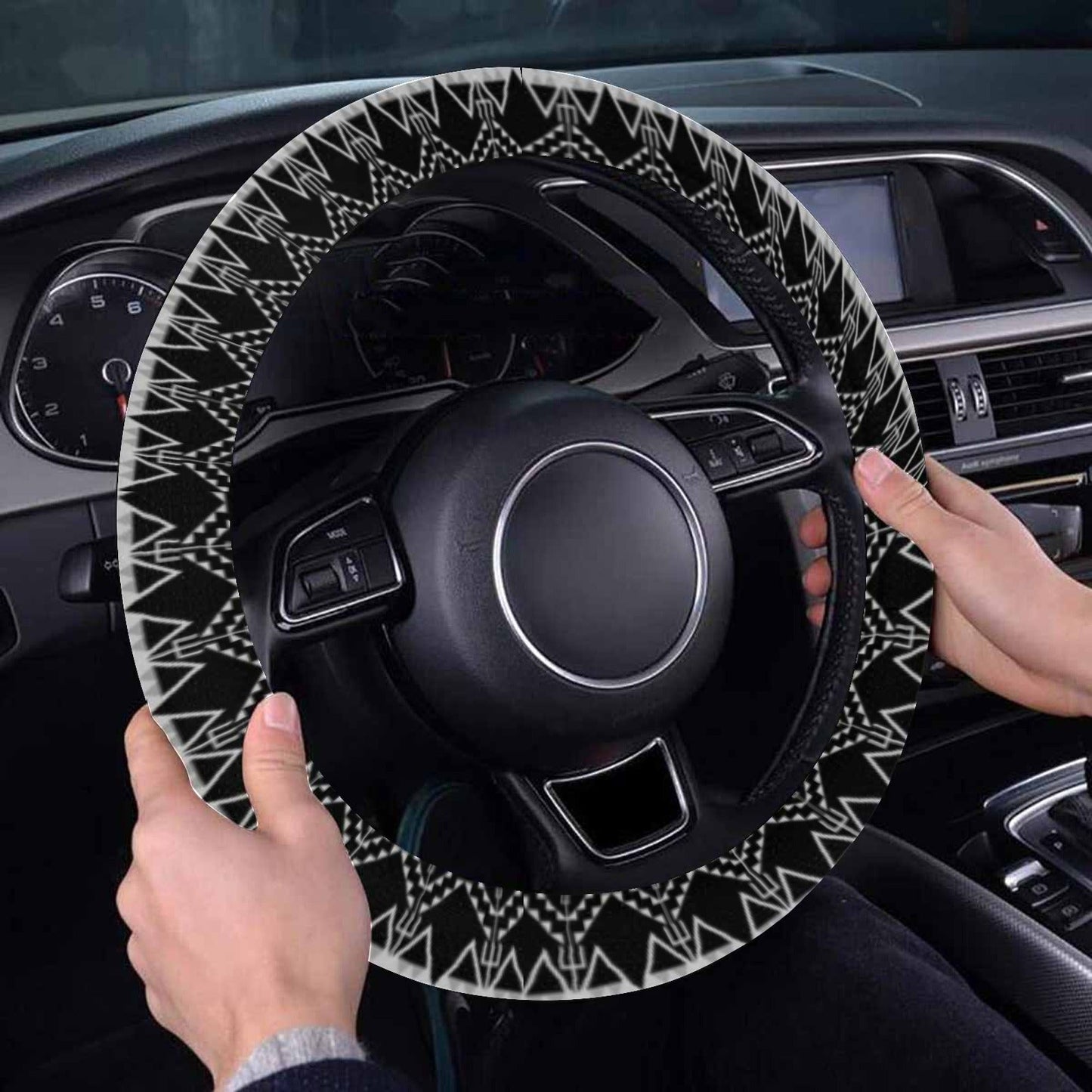 Sacred Trust Black Steering Wheel Cover with Elastic Edge