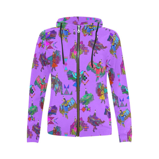 Women's Fancy Dancers Purple Full Zip Hoodie for Women