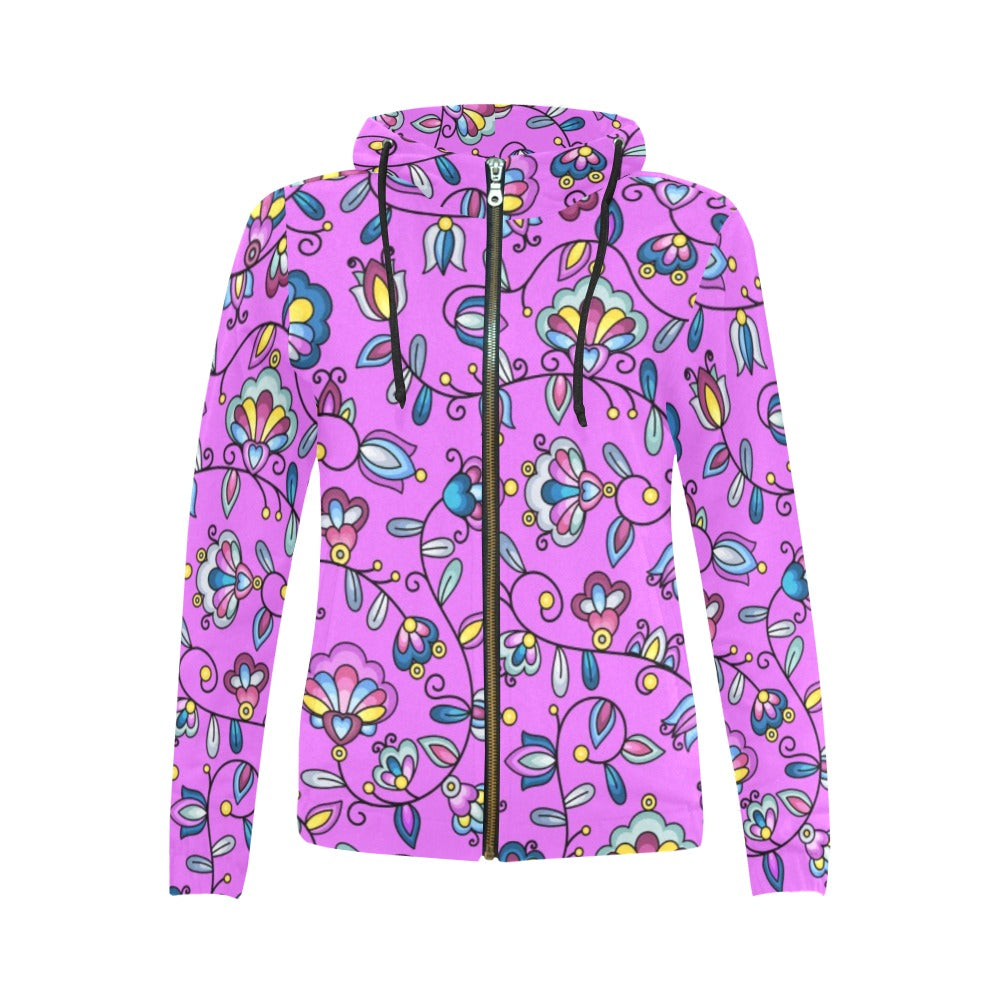 Autumn Bundle Blessing Purple Full Zip Hoodie for Women