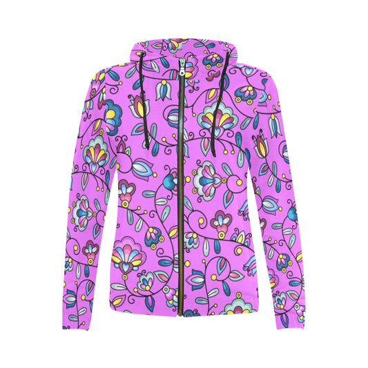 Autumn Bundle Blessing Purple Full Zip Hoodie for Women