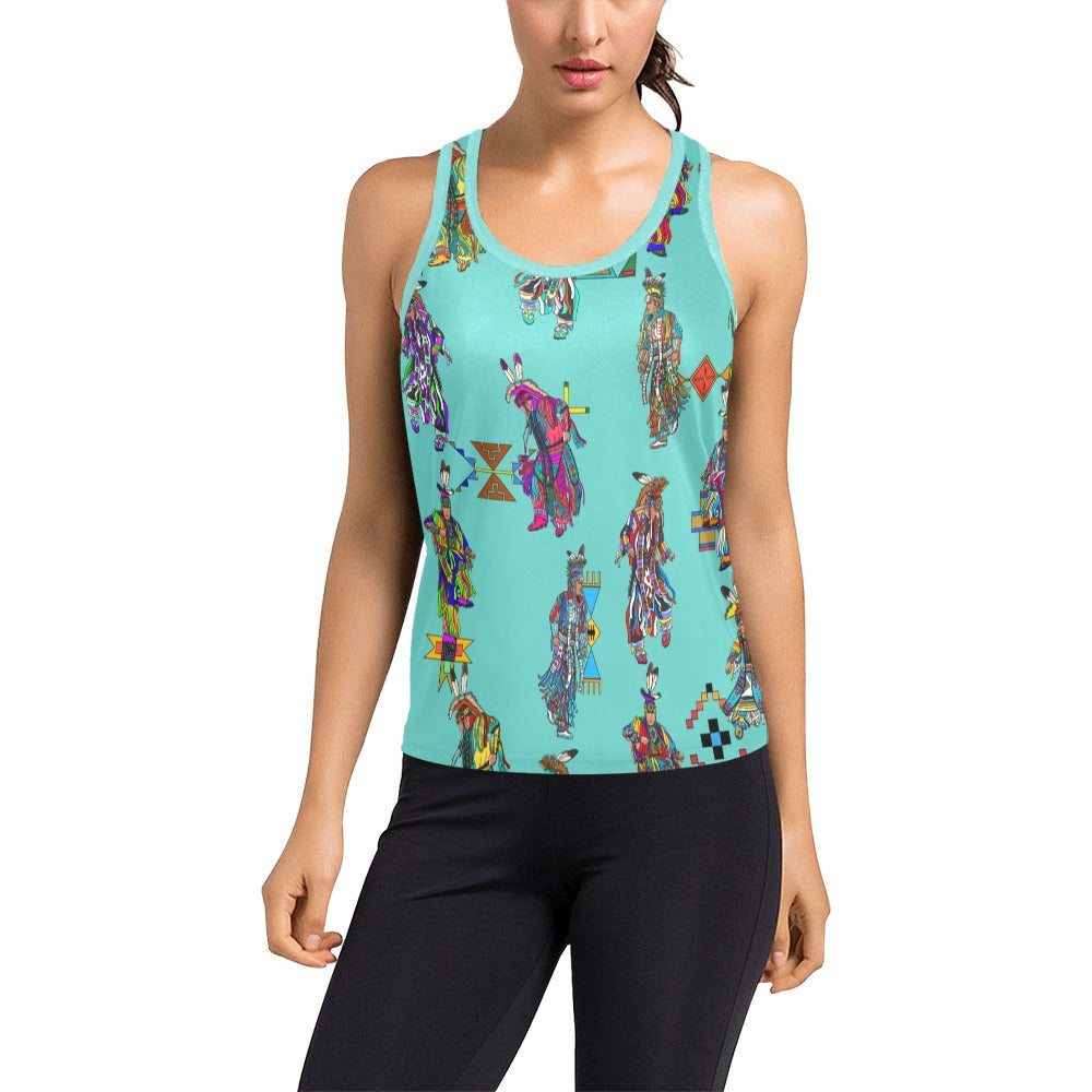 Men's Grass Dancers Eggshell Blue Women's Racerback Tank Top