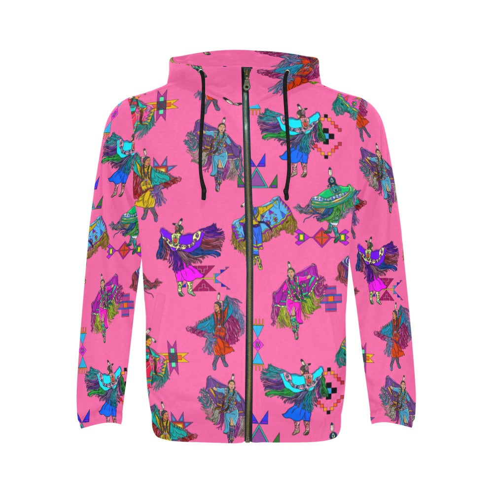 Women's Fancy Dancers Pink Men's Zipper Hoodie