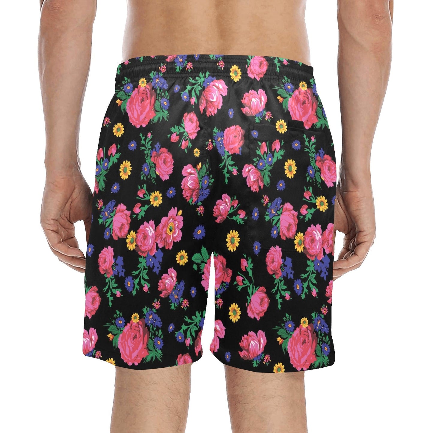 Kokum Ceremony Black Men's Mid-Length Beach Shorts