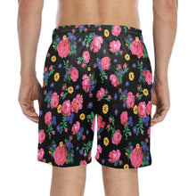 Load image into Gallery viewer, Kokum Ceremony Black Men&#39;s Mid-Length Beach Shorts
