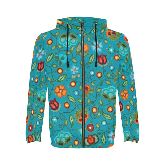 Prairie Fire Petals Ocean Zip Hoodie