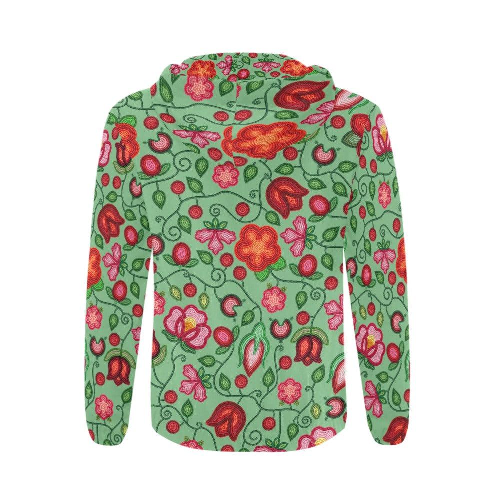 Rose Reverie Green Zip Hoodie