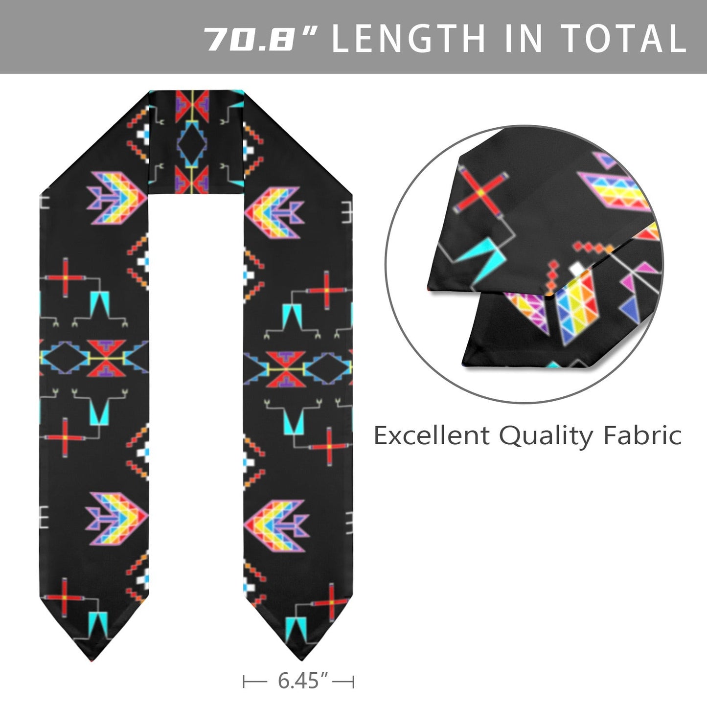 Rainy Chief Rainbow Black Graduation Stole