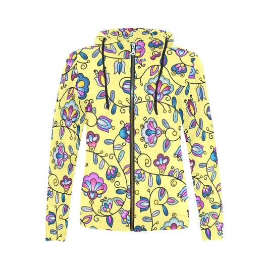 Autumn Bundle Blessing Yellow Full Zip Hoodie for Women