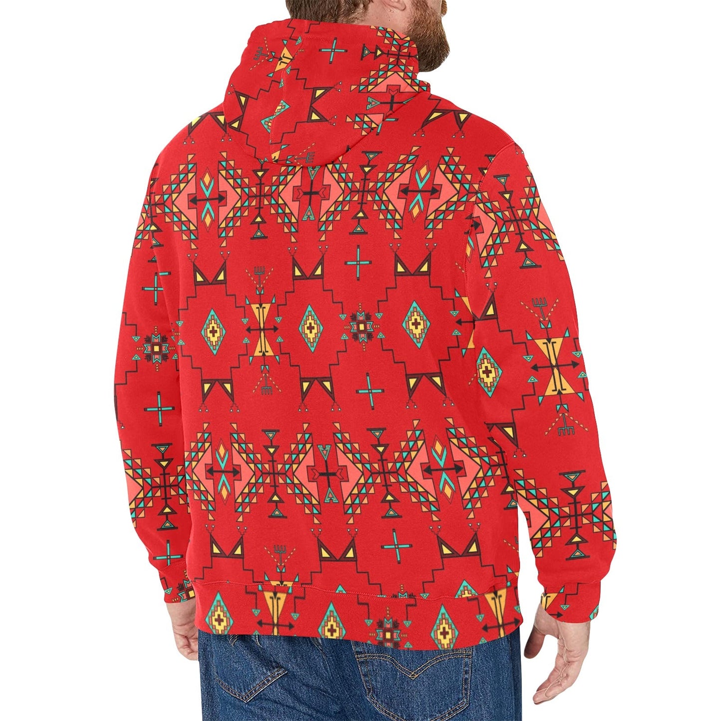 Thunder Flight Red Men's Long Sleeve Fleece Hoodie