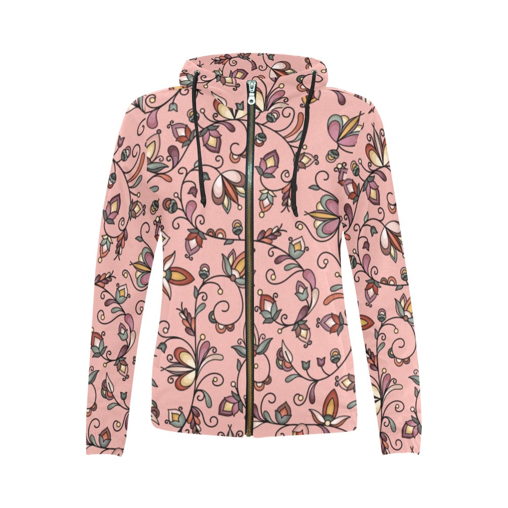 Burnt Sky Petals Full Zip Hoodie for Women