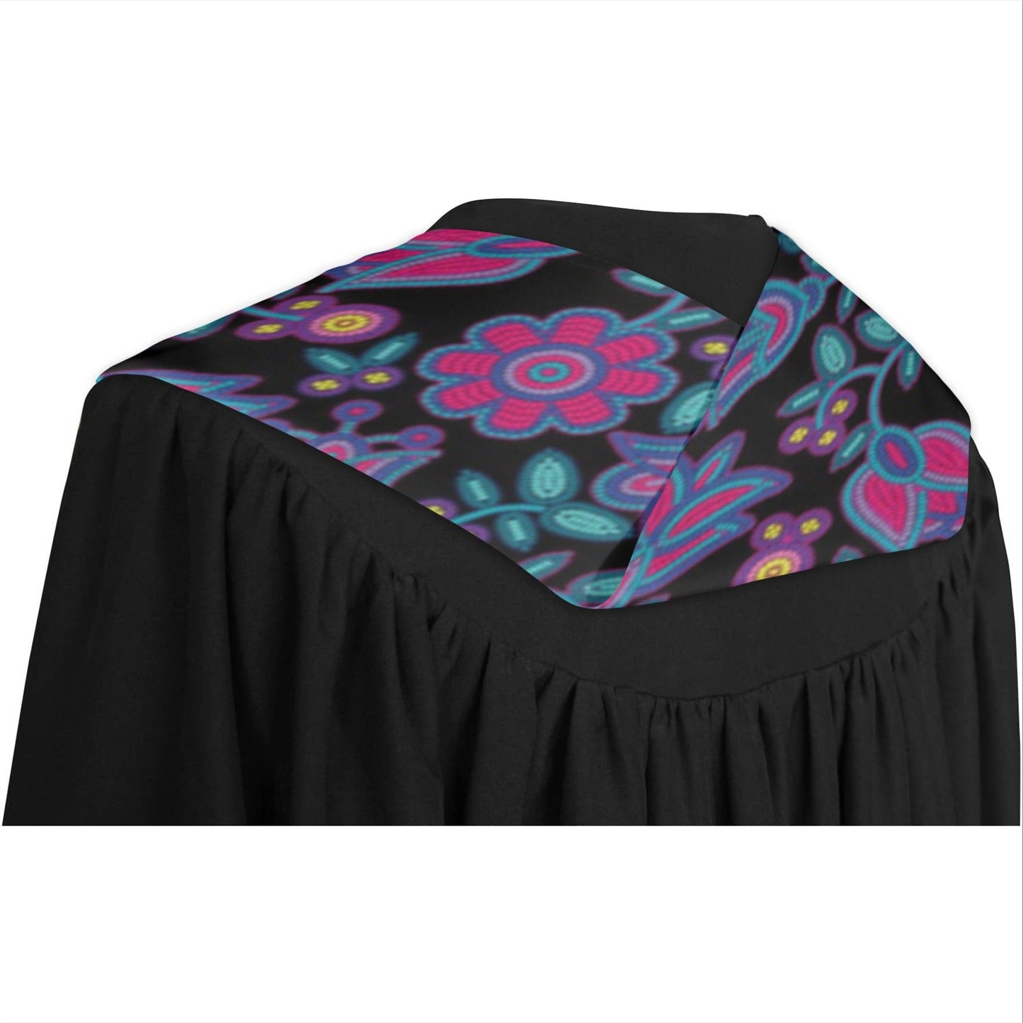 Beaded Nouveau Coal Graduation Stole