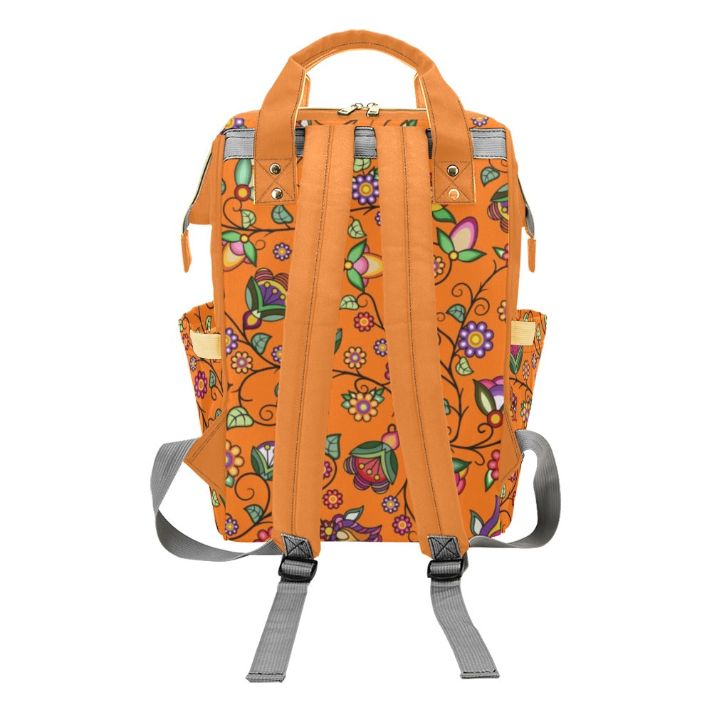 Heartbeat Petals Orange Multi-Function Diaper Backpack