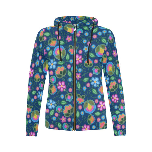 Turquoise Sunbeam Full Zip Hoodie For Women