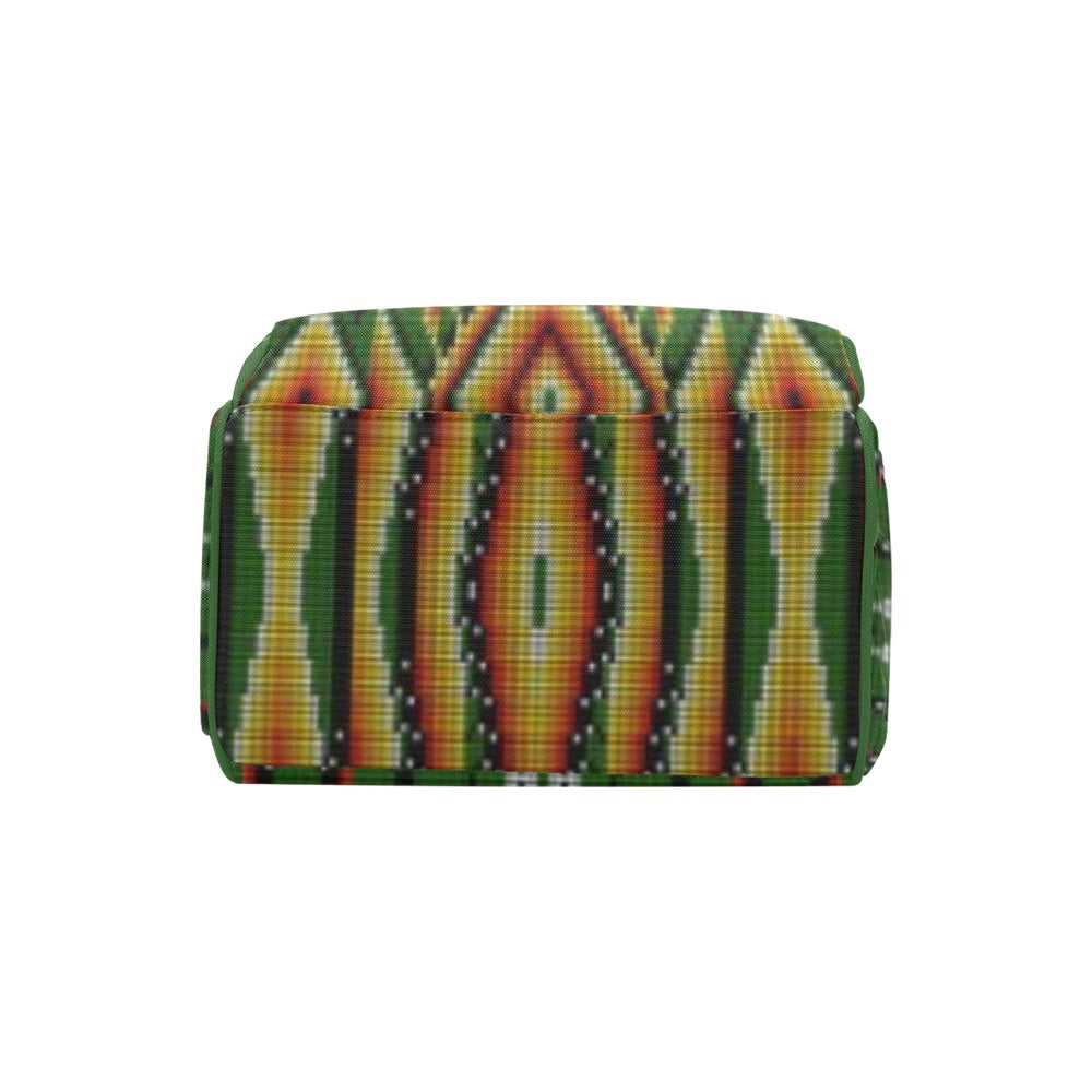 Fire Feather Green Multi-Function Diaper Backpack/Diaper Bag