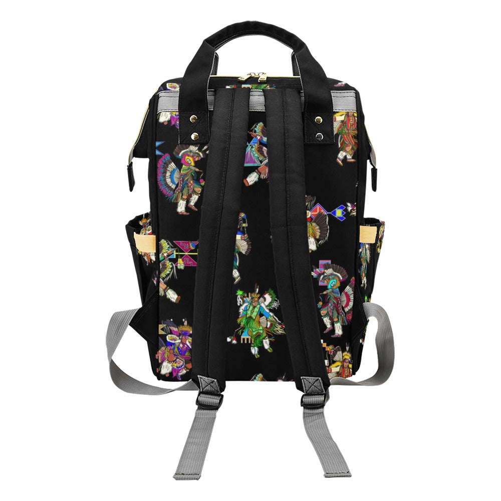 Men's Fancy Dancer Black Multi-Function Diaper Backpack