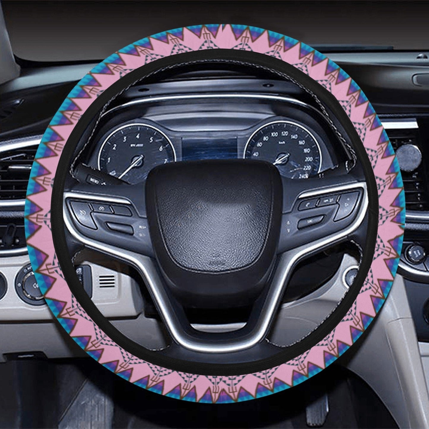 Sacred Trust Carnation Steering Wheel Cover with Elastic Edge