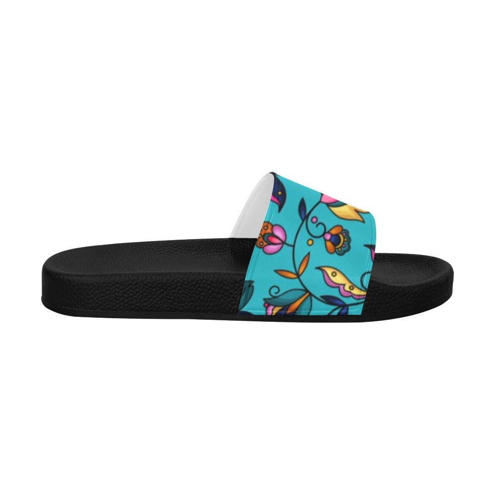 Copper Prairie Petals Turquoise Men's Slide Sandals