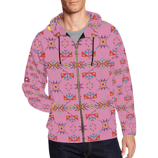 Scattered Generations Pink Men's Zipper Hoodie