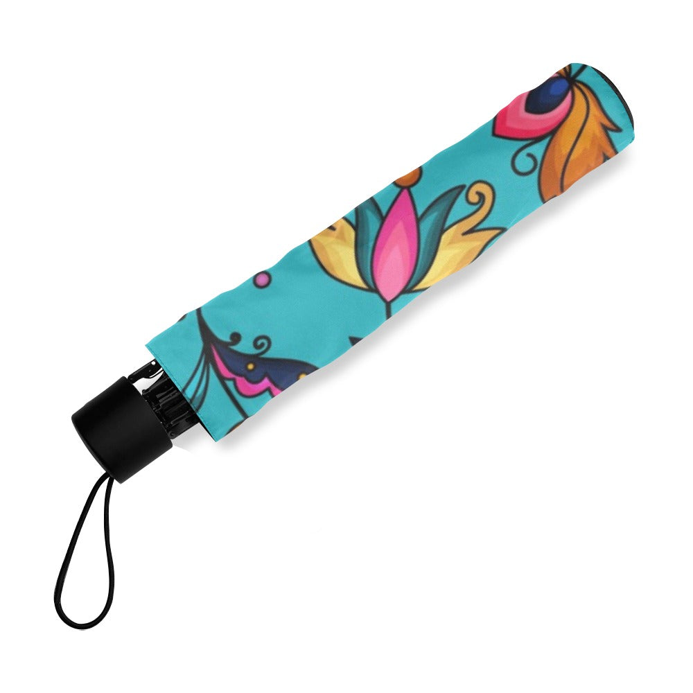 Copper Prairie Petals Turquoise Foldable Umbrella