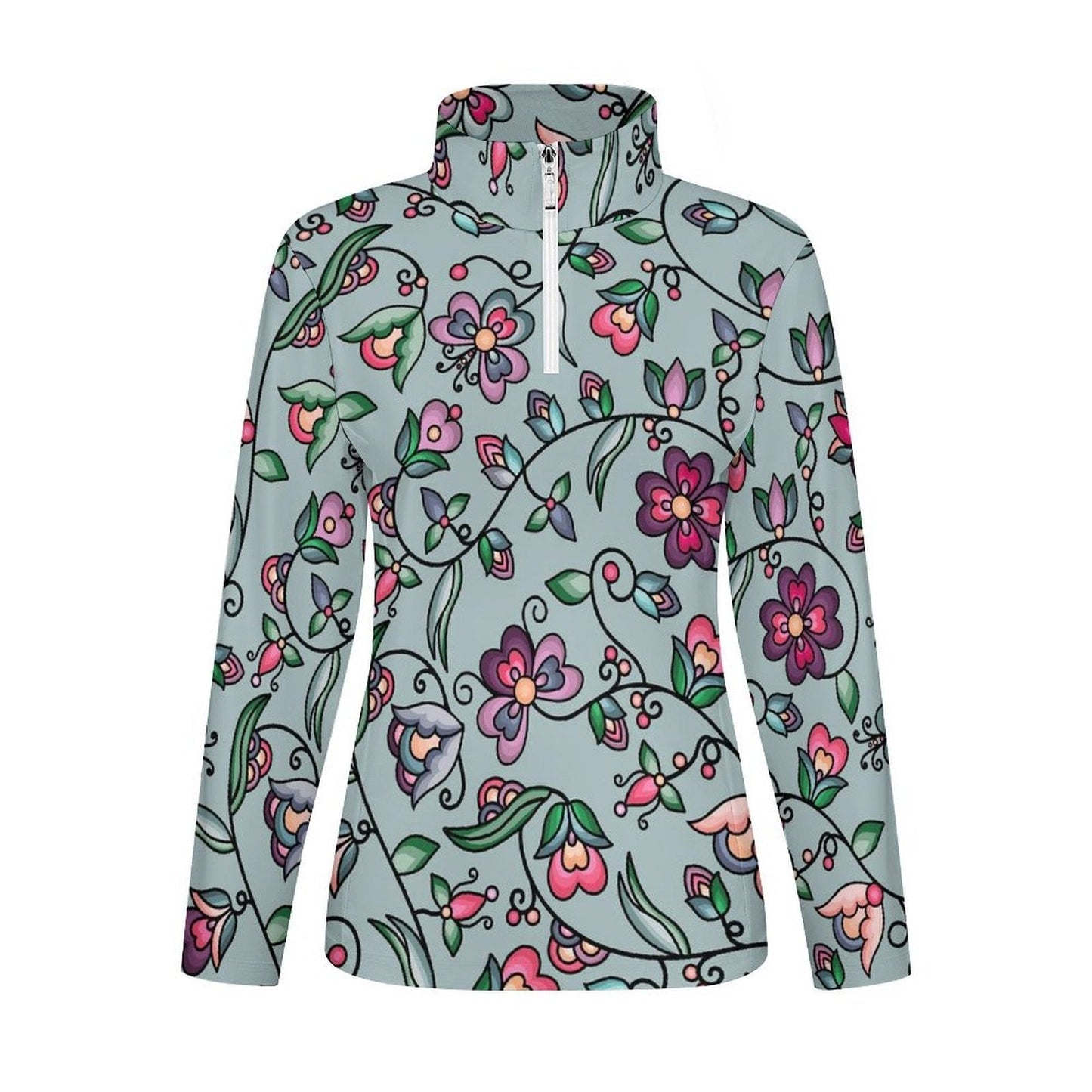 Amber Evening Garland Turquoise Long Sleeve Yoga Shirt