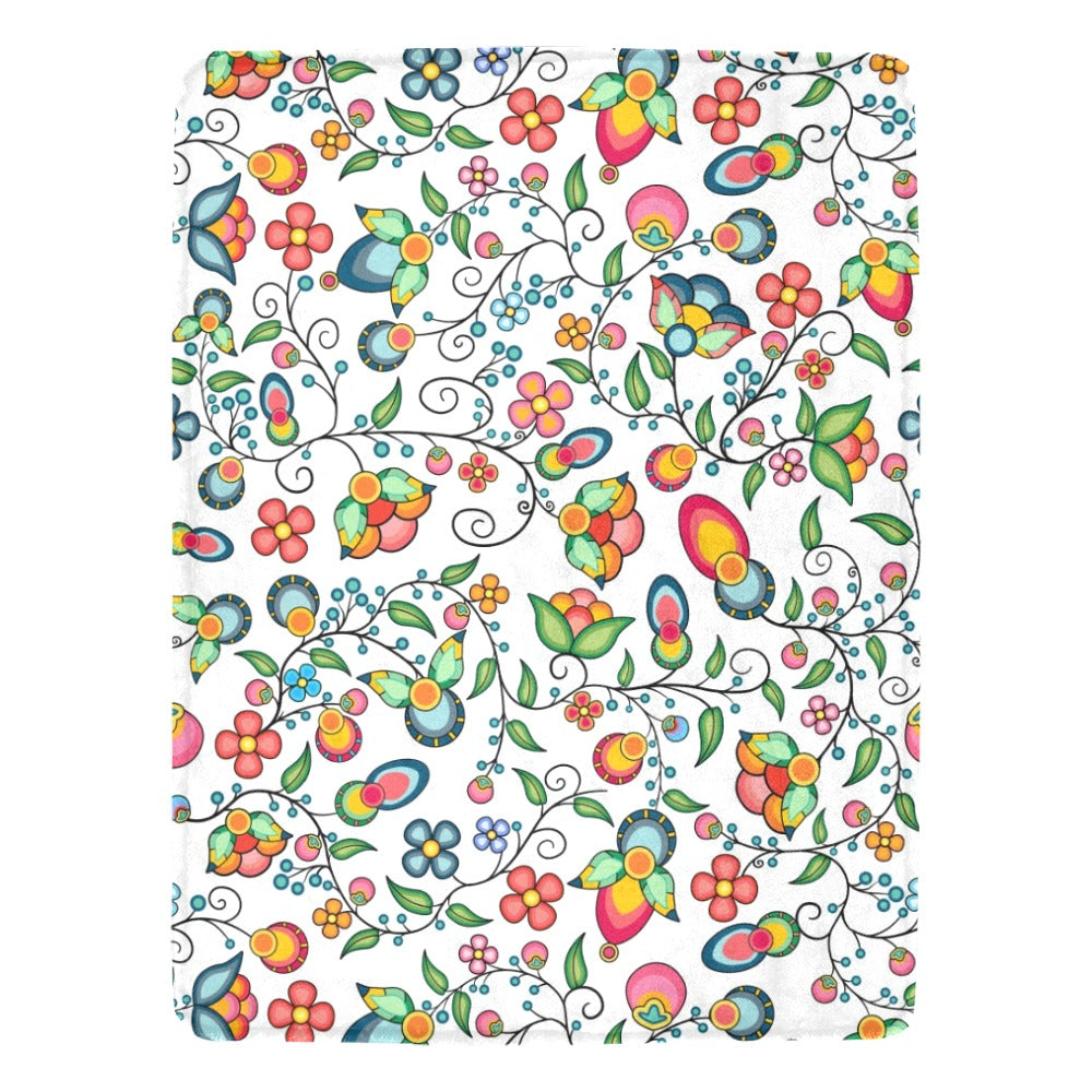 Floral Bounty White X-Large Micro Fleece Blanket