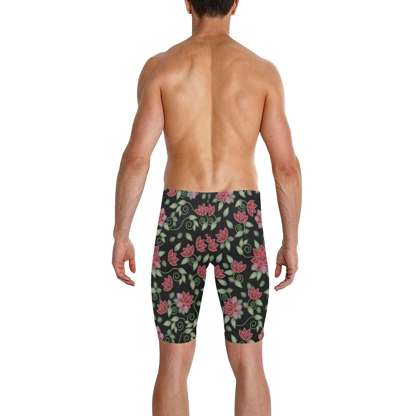 Red Beaded Rose Men's Knee Length Swimming Trunks