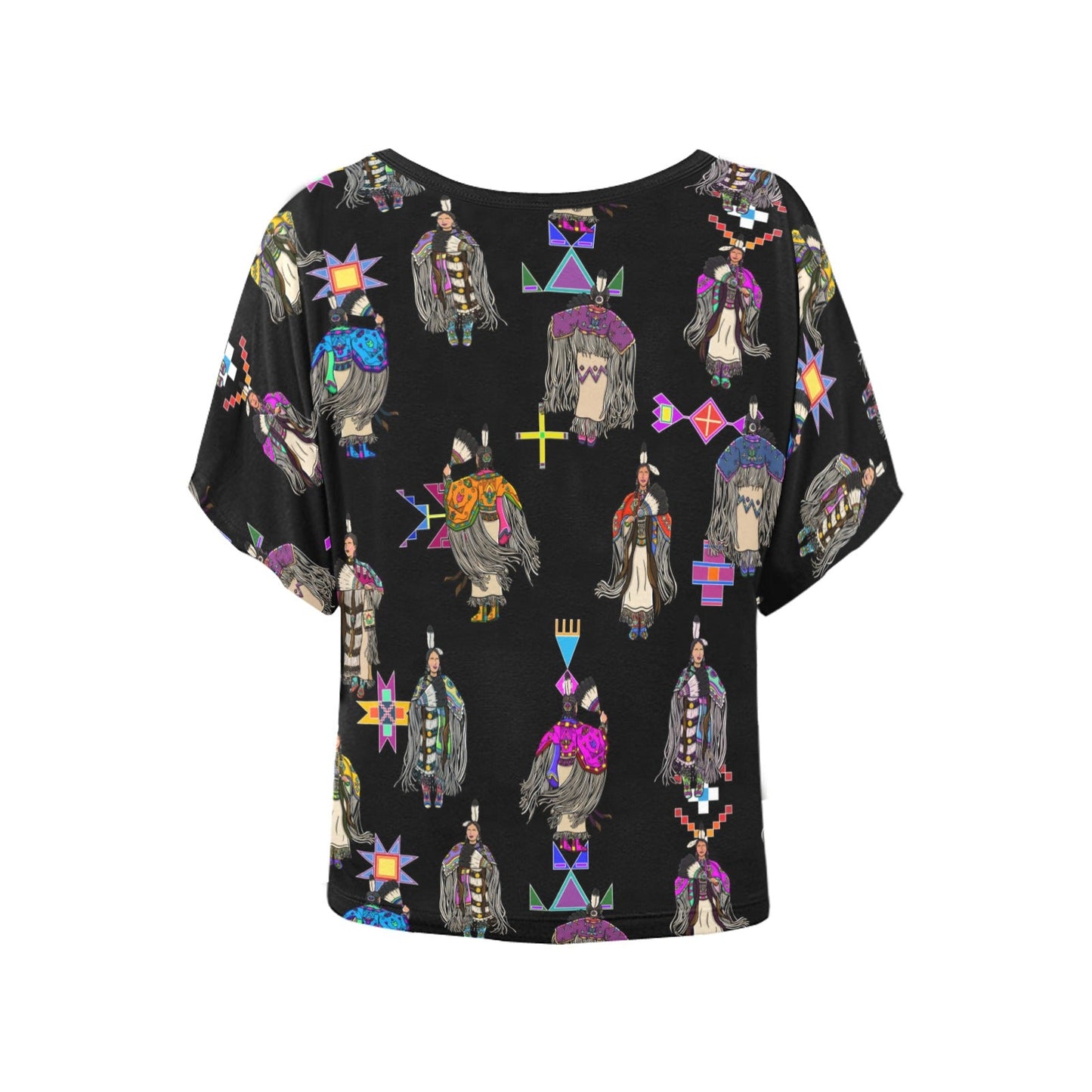 Women's Tradish Dancers Black Women's Batwing-Sleeved Blouse T shirt