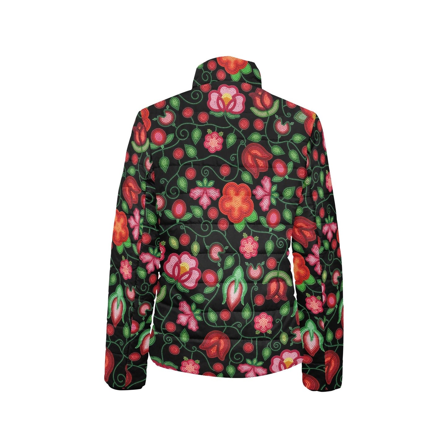 Rose Reverie Black Stand Collar Jacket