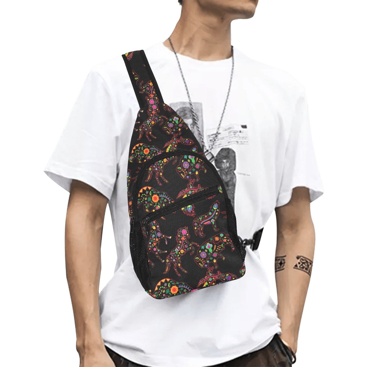 Neon Floral Chest Bag