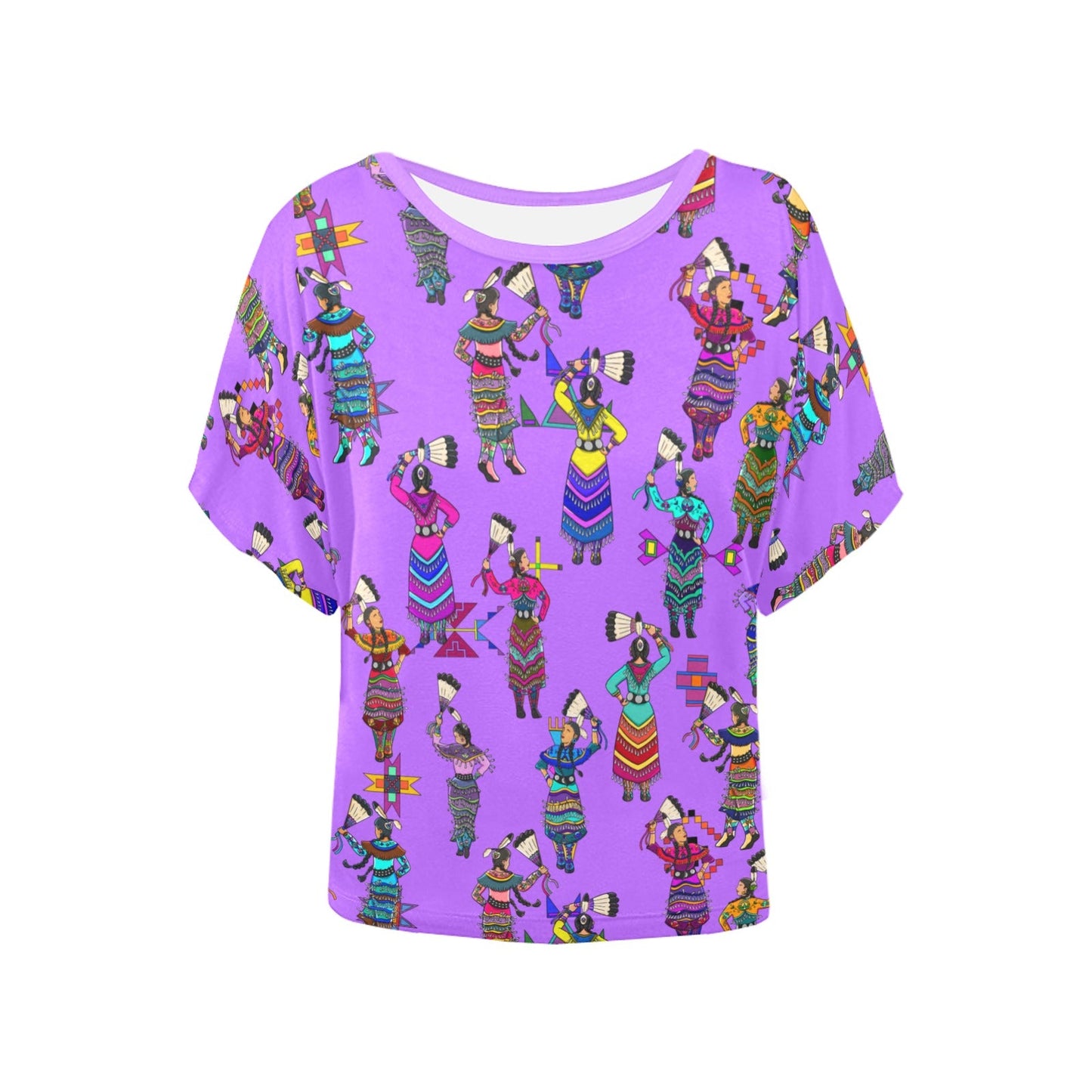 Women's Jingle Dancers Purple Women's Batwing-Sleeved Blouse T shirt