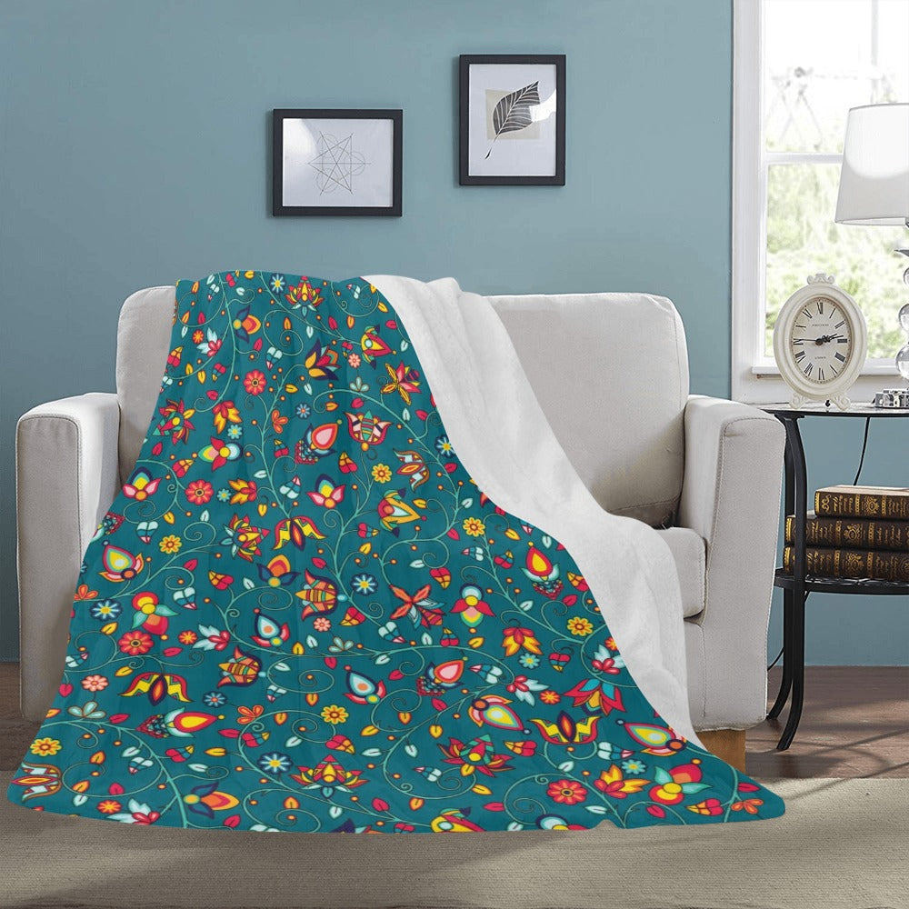Thorny Path Teal X-Large Micro Fleece Blanket